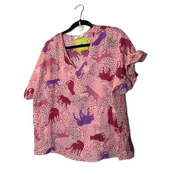 entro Tops - Entro Pink and Purple Patterned Top